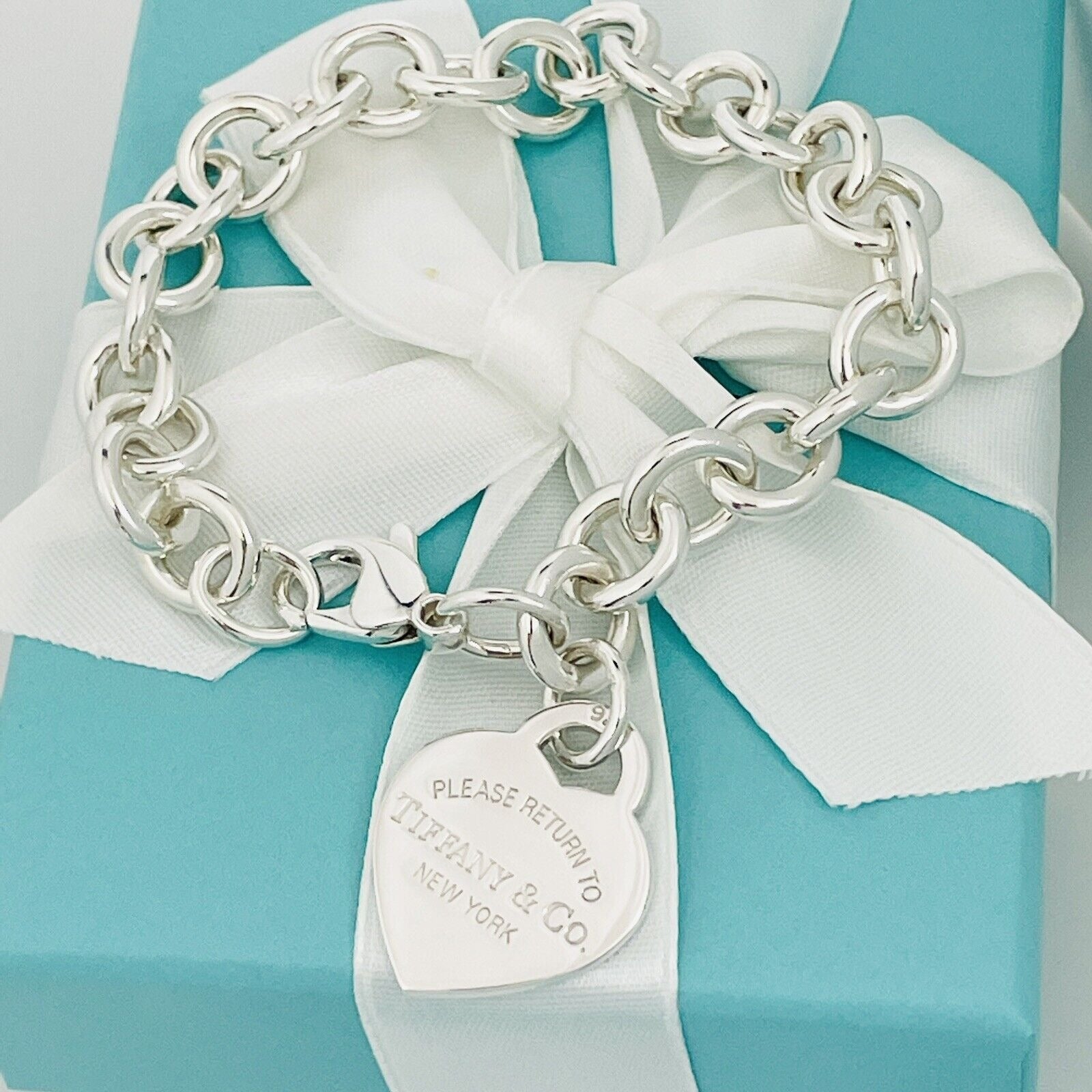 Tiffany & Co. Sterling Silver Return to Tiffany Heart Lock Charm Bracelet -  Yoogi's Closet