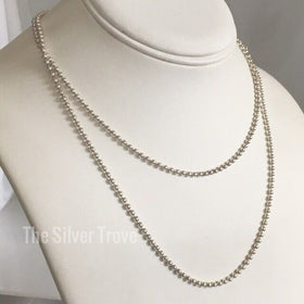 34" Tiffany & Co Dog Chain Bead Necklace Men's Unisex in Sterling Silver