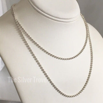 34" Tiffany & Co Dog Chain Bead Necklace Men's Unisex in Sterling Silver