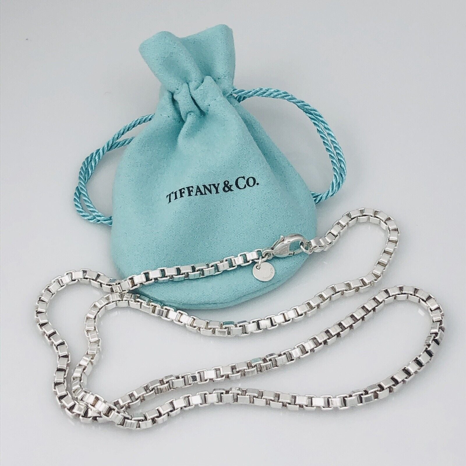 Tiffany & Co Sterling Silver 925 Venetian 18 Inch Box Chain Necklace | New  York Jewelers Chicago