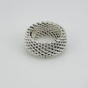 Size 8 Tiffany & Co Somerset Dome Sterling Silver Ring Mesh Weave Flexible Unisex - 4