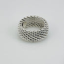 Size 8 Tiffany & Co Somerset Dome Sterling Silver Ring Mesh Weave Flexible Unisex-4
