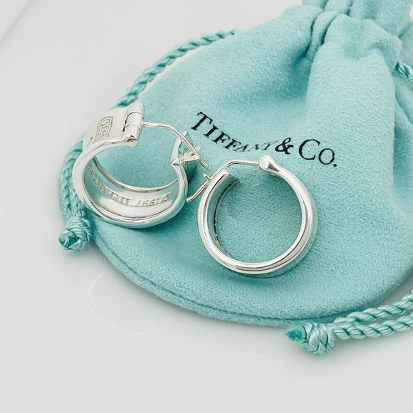 Tiffany T&CO 1837 Hoop Huggie Earrings in Sterling Silver
