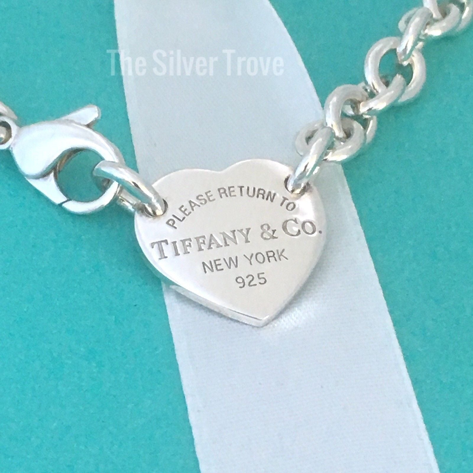 15.5" Please Return To Tiffany & Co Center Heart Tag Silver Choker Necklace