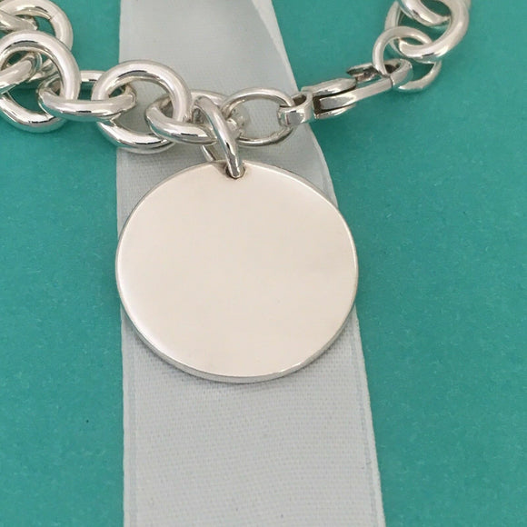 7.5" Medium Please Return to Tiffany & Co Round Tag Charm Bracelet in Silver