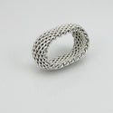 Size 8 Tiffany & Co Somerset Dome Sterling Silver Ring Mesh Weave Flexible Unisex - 6