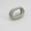 Size 8 Tiffany & Co Somerset Dome Sterling Silver Ring Mesh Weave Flexible Unisex-6