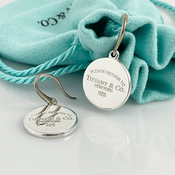 Return to Tiffany Round Drop Dangle Hook Earrings in Sterling Silver