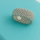 Size 6.5 Tiffany & Co Somerset Ring Mesh Weave Flexible Ring in Sterling Silver-3