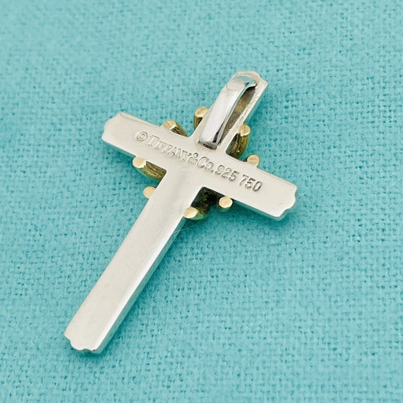 Tiffany & Co Silver and Yellow Gold Cross Crucifix Pendant Mens Unisex