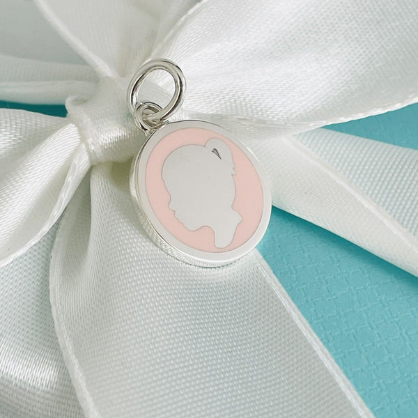 Tiffany Pink Enamel Girl Silhouette Baby Pendant or Charm in Sterling Silver - 2
