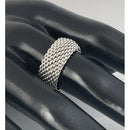 Size 10.5 Tiffany & Co Somerset Ring in Sterling Silver Mesh Weave Flexible Unisex-1