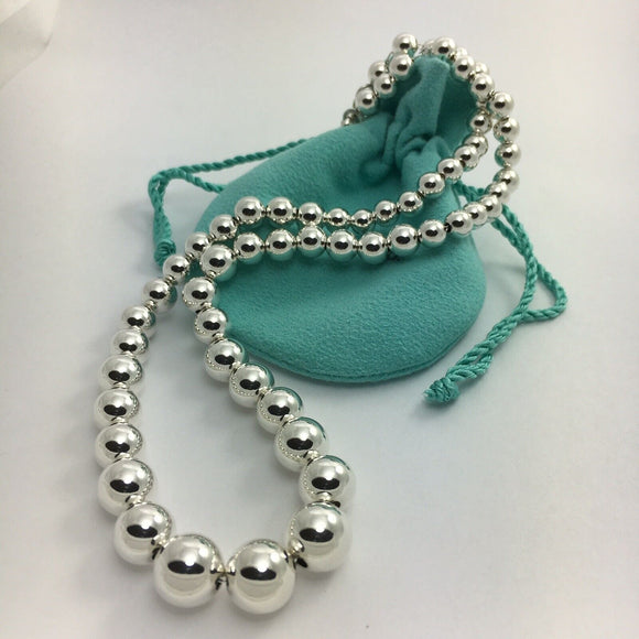 18" Tiffany & Co HardWear Graduated Bead Ball Necklace in Sterling Silver