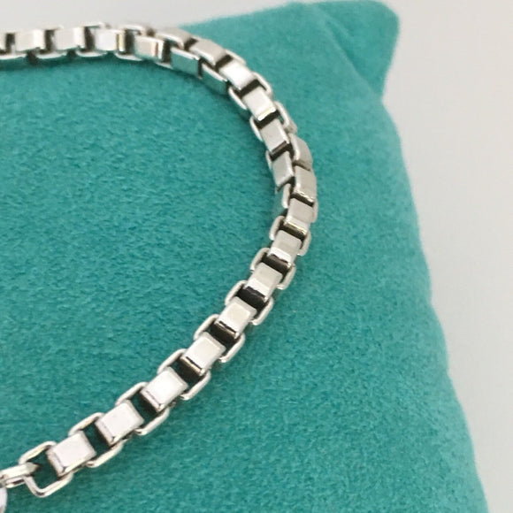 8" Large Tiffany and Co Venetian Box Link Bracelet in Sterling Silver Men's Unisex
