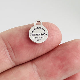 Please Return to Tiffany & Co Small Mini Round Tag Pendant or Charm