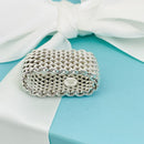 Size 6.5 Tiffany & Co Somerset Ring Mesh Weave Flexible Ring in Sterling Silver-2