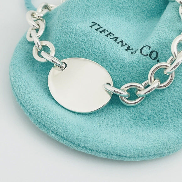 8" Please Return To Tiffany & Co Oval Tag Charm Bracelet in Sterling Silver