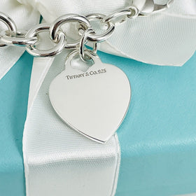 7.5" Tiffany & Co Classic Heart Tag Charm Bracelet in Sterling Silver - 0