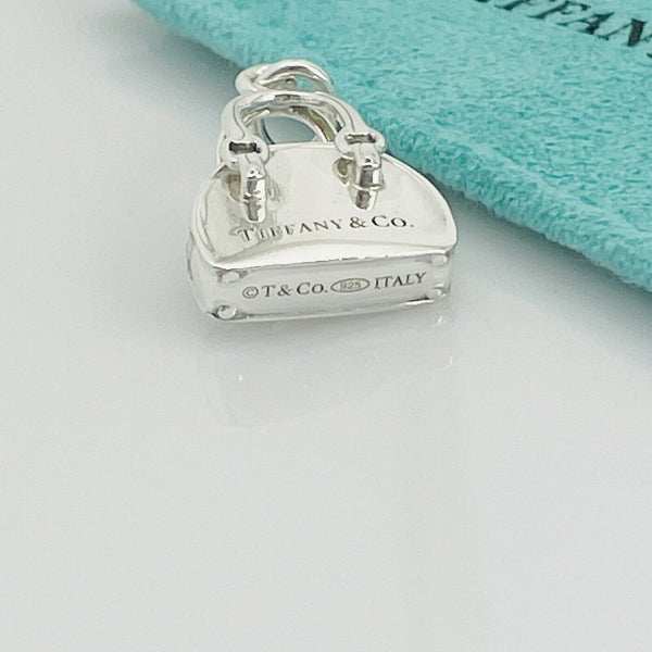 Tiffany Handbag Purse Charm Blue Enamel Heart in Sterling Silver - 5