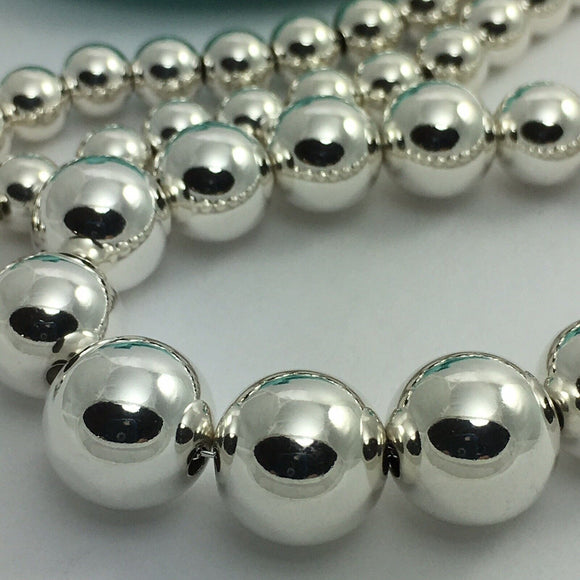 19" Tiffany & Co Sterling Silver HardWear Bead Ball Graduated Necklace