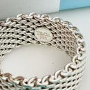Size 10 Tiffany & Co Somerset Ring in Sterling Silver Mesh Weave Flexible Unisex-4