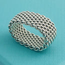 Size 6.5 Tiffany & Co Somerset Ring Mesh Weave Flexible Ring in Sterling Silver-1
