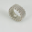 Size 5.5 Tiffany & Co Somerset Ring Mesh Weave Flexible Ring in Sterling Silver-5