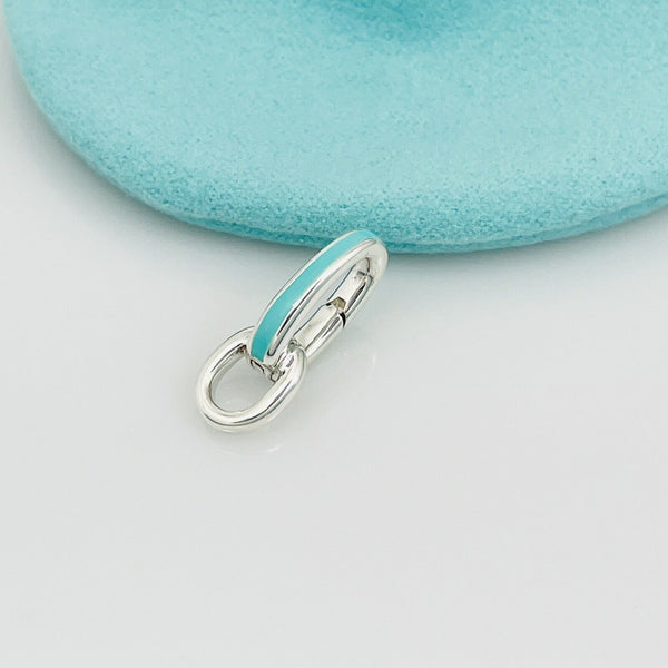 Tiffany Blue Enamel Oval Clasping Link Jump Ring Charm or Bracelet Extender - 10