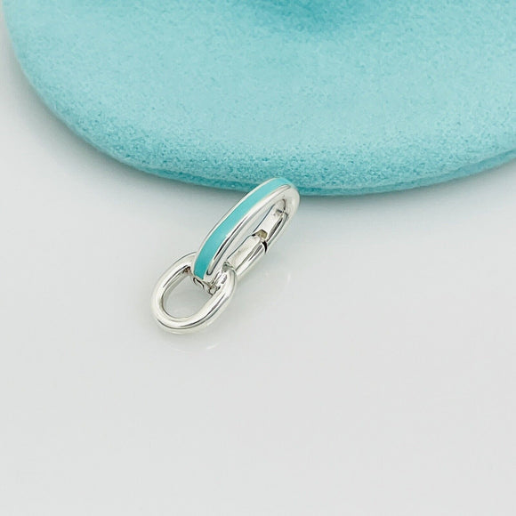 Tiffany Blue Enamel Oval Clasping Link Jump Ring Charm or Bracelet Extender