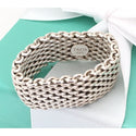 Size 10 Tiffany & Co Somerset Ring in Sterling Silver Mesh Weave Flexible Unisex - 1