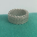 Size 8.5 Tiffany & Co Somerset Ring in Sterling Silver Mesh Weave Flexible Unisex-6