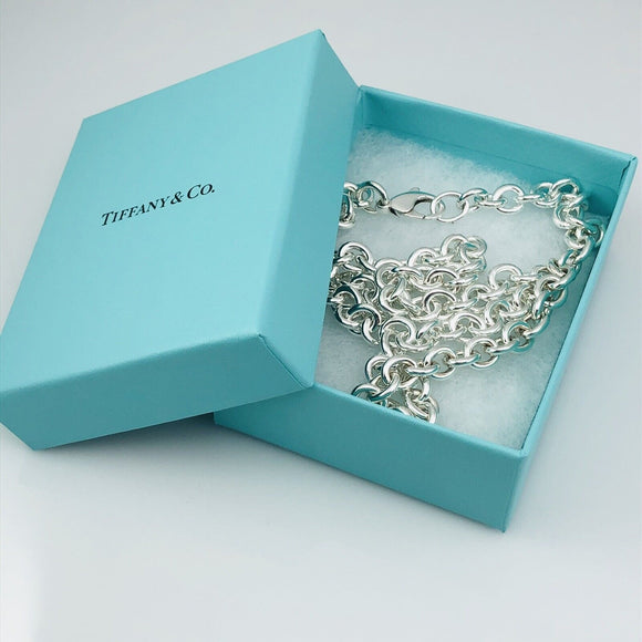 22" Tiffany Round Link Rolo Necklace in Silver - Mens Unisex