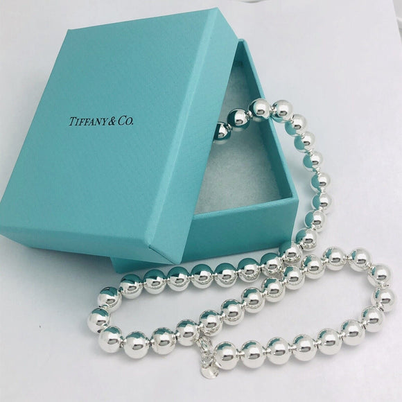 16" Tiffany HardWear Bead Ball Choker Necklace 10mm Beads in Silver