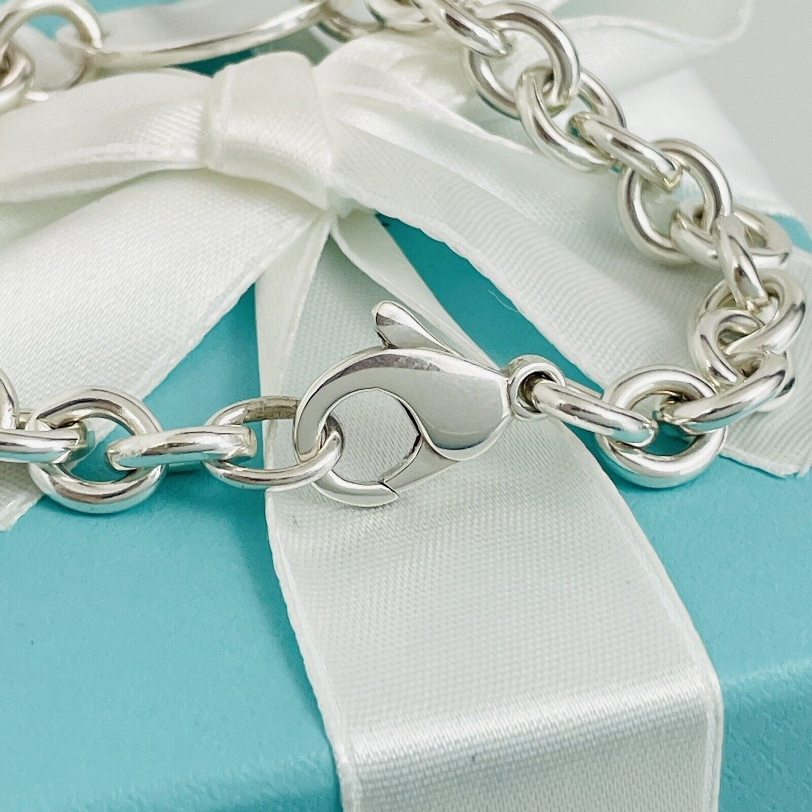 Please Return To Tiffany & Co Oval Tag Charm Bracelet in Silver