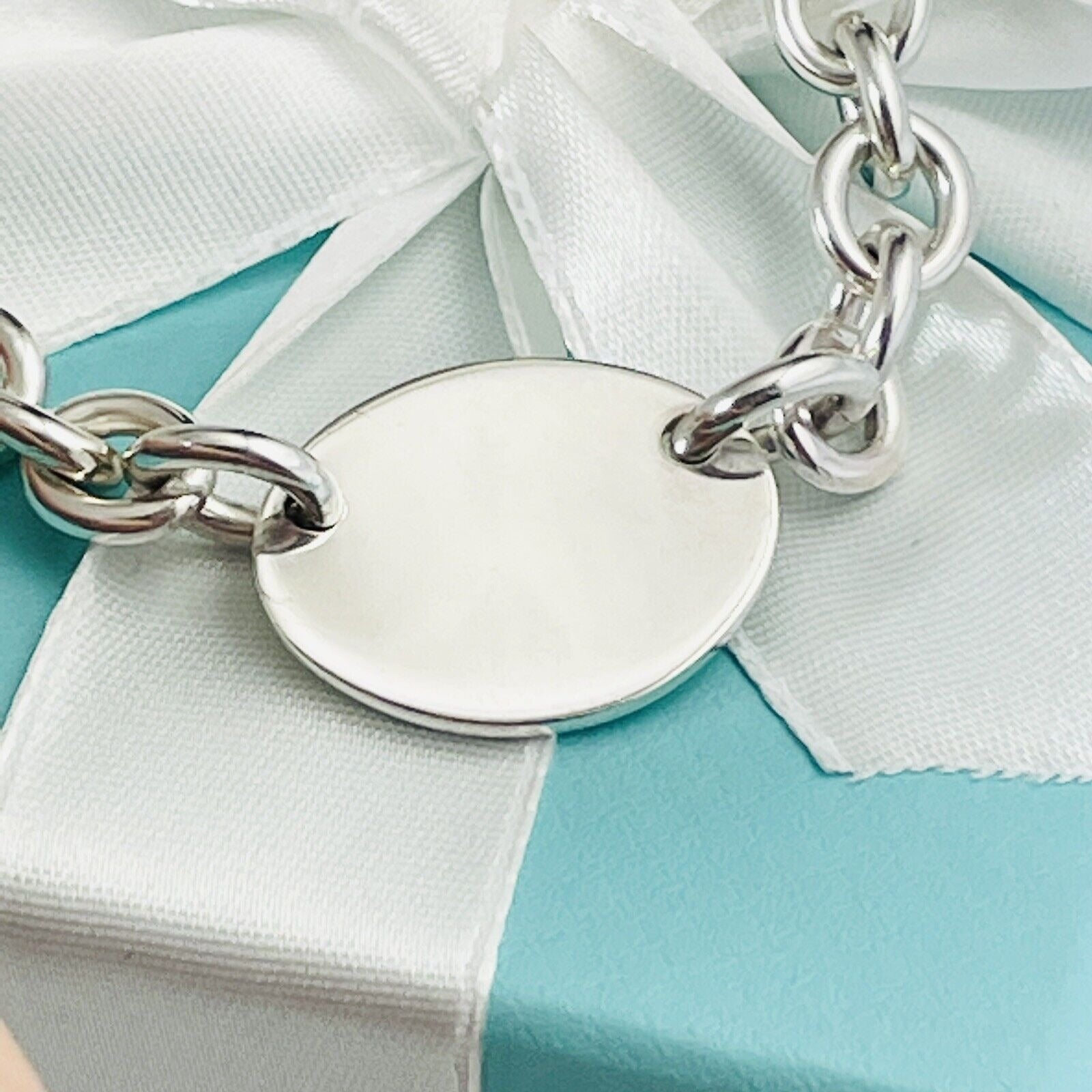Please Return To Tiffany & Co Oval Tag Charm Bracelet in Silver