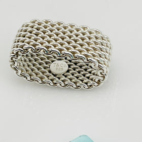 Size 5.5 Tiffany & Co Somerset Ring Mesh Weave Flexible Ring in Sterling Silver