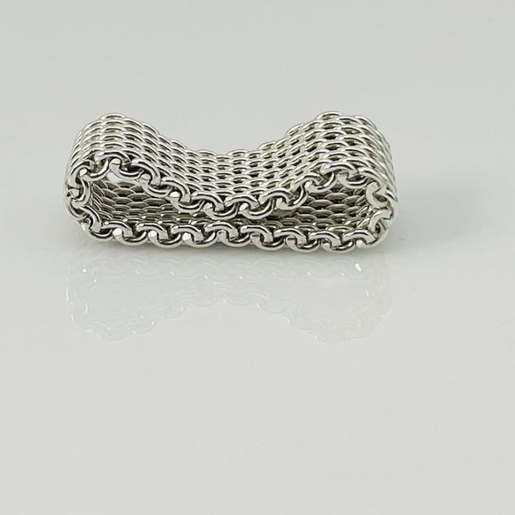 Size 9.5 Tiffany & Co Somerset Ring in Sterling Silver Mesh Weave Flexible Unisex