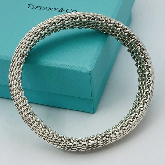 7.5" Tiffany & Co Somerset Bangle Bracelet in Sterling Silver