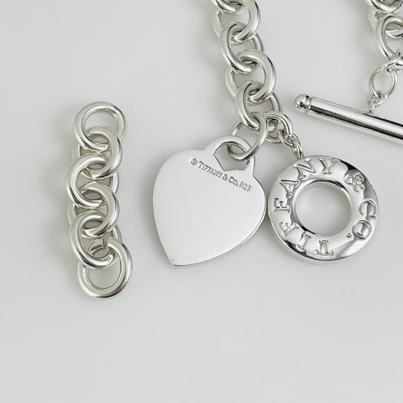 Tiffany Extra Chain Links Repair Replacement Lengthen Heart Tag Toggle Bracelet