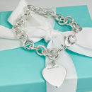 9" Large Tiffany & Co Classic Heart Tag Charm Bracelet in Sterling Silver-1