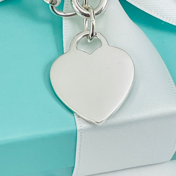 9" Large Tiffany & Co Classic Heart Tag Charm Bracelet in Sterling Silver - 5