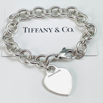 6.5" Extra Small Tiffany & Co Classic Heart Tag Charm Bracelet in Silver