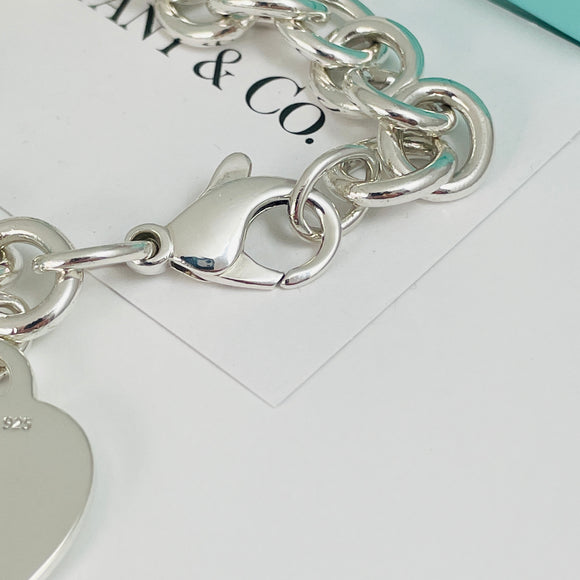 8.5" Tiffany & Co Classic Heart Tag Charm Bracelet in Sterling Silver