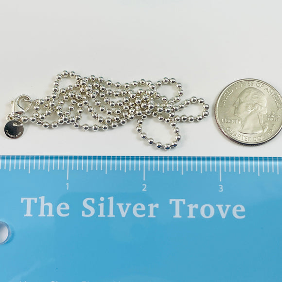 30" Tiffany & Co Bead Necklace Dog Chain - Men's Unisex in Sterling Silver