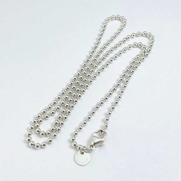 30" Tiffany & Co Bead Necklace Dog Chain - Men's Unisex in Sterling Silver