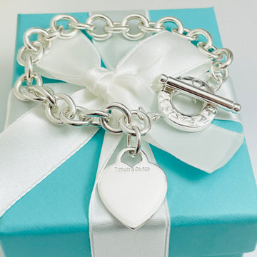 8.5" Tiffany Heart Tag Toggle Charm Bracelet Classic in Sterling Silver