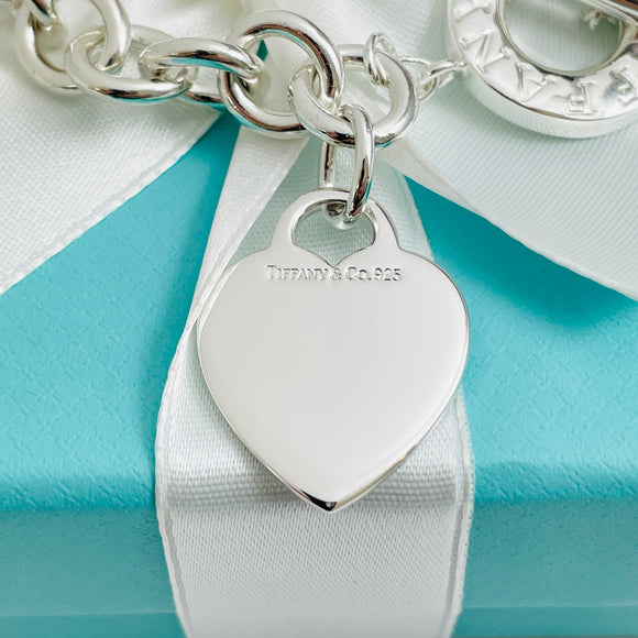 8.5" Tiffany Heart Tag Toggle Charm Bracelet Classic in Sterling Silver