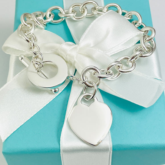 8.5" Tiffany Heart Tag Toggle Charm Bracelet Classic in Sterling Silver