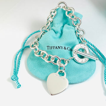9" Large Tiffany Heart Tag Toggle Charm Bracelet Classic in Sterling Silver