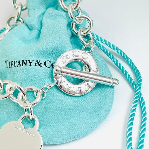 9" Large Tiffany Heart Tag Toggle Charm Bracelet Classic in Sterling Silver - 3